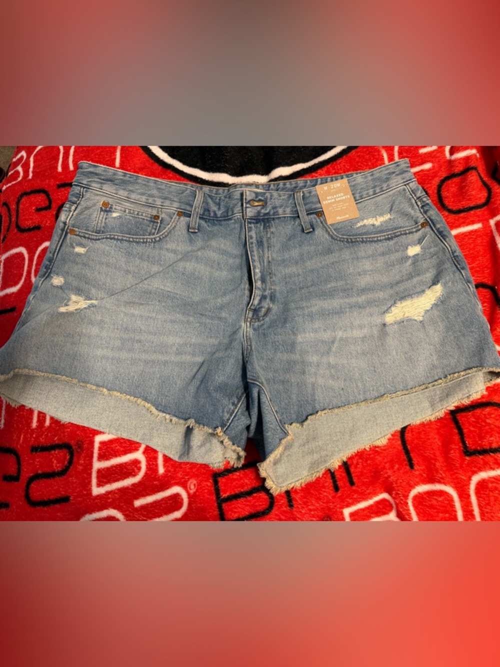 Madewell Light Blue Distressed Denim Shorts